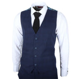 IM10 - Traje de tres piezas a cuadros azul marino para hombre
