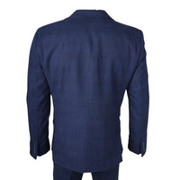 IM10 - Traje de tres piezas a cuadros azul marino para hombre