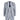 Traje gris a cuadros con camisa blanca, corbata negra y pañuelo de bolsillo sobre fondo blanco.