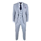 Traje de tres piezas a cuadros azul claro para hombre