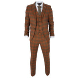 IM11 - Traje de tres piezas a cuadros marrones para hombre