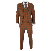 IM11 - Traje de tres piezas a cuadros marrones para hombre