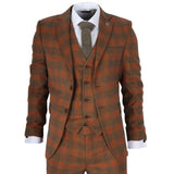 IM11 - Traje de tres piezas a cuadros marrones para hombre