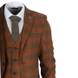 IM11 - Traje de tres piezas a cuadros marrones para hombre