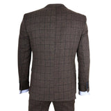 IM11 - Traje de tres piezas a cuadros marrón oscuro para hombre