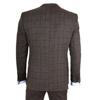 IM11 - Traje de tres piezas a cuadros marrón oscuro para hombre