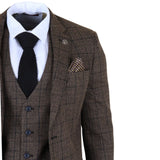 IM11 - Traje de tres piezas a cuadros marrón oscuro para hombre