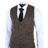 IM11 - Traje de tres piezas a cuadros marrón oscuro para hombre