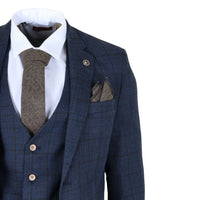 IM11 - Traje de tres piezas a cuadros azul marino para hombre