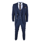 IM11 - Traje de tres piezas a cuadros azul marino para hombre