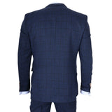 IM11 - Traje de tres piezas a cuadros azul marino para hombre