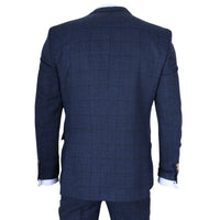 IM11 - Traje de tres piezas a cuadros azul marino para hombre