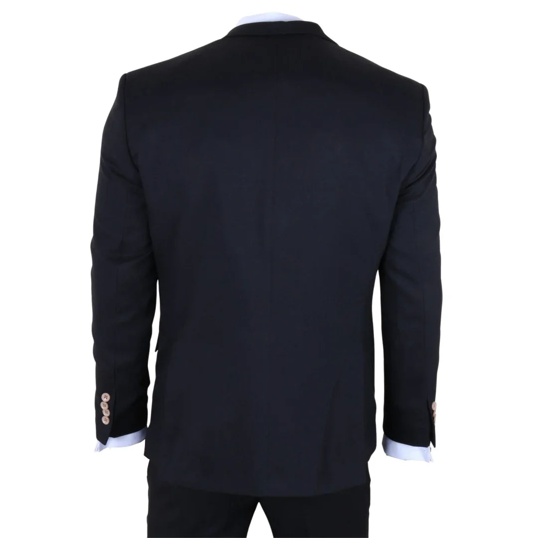 Traje de hombre negro de tres piezas a medida