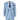 Traje azul claro con camisa blanca, corbata oscura y pañuelo de bolsillo sobre fondo blanco.