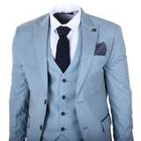 IM32 - Traje de tres piezas liso azul turquesa para hombre