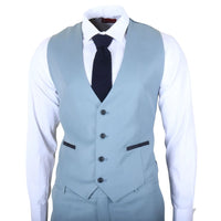 IM32 - Traje de tres piezas liso azul turquesa para hombre
