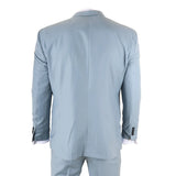 IM32 - Traje de tres piezas liso azul turquesa para hombre