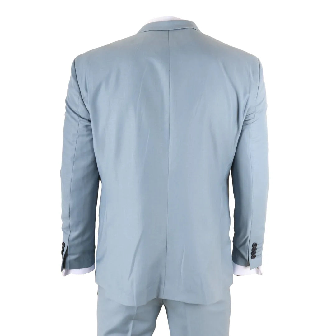 IM32 - Traje de tres piezas liso azul turquesa para hombre