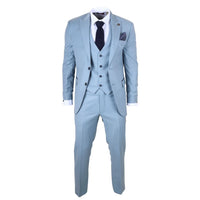 IM32 - Traje de tres piezas liso azul turquesa para hombre