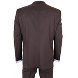 IM32 - Traje de tres piezas liso marrón oscuro para hombre