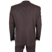 IM32 - Traje de tres piezas liso marrón oscuro para hombre