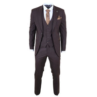 IM32 - Traje de tres piezas liso marrón oscuro para hombre