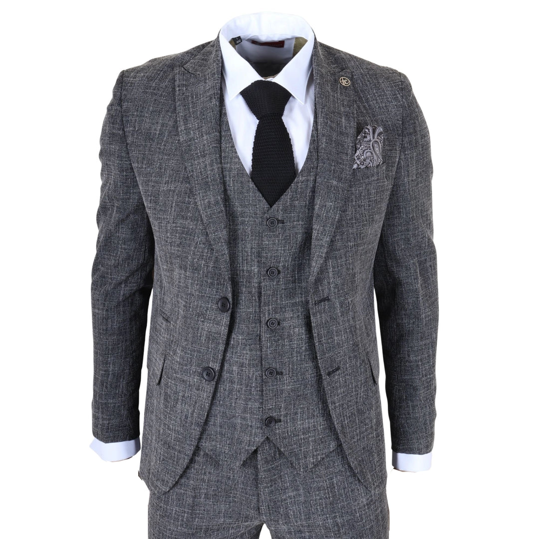 IM33 - Traje de hombre negro de 3 piezas a medida