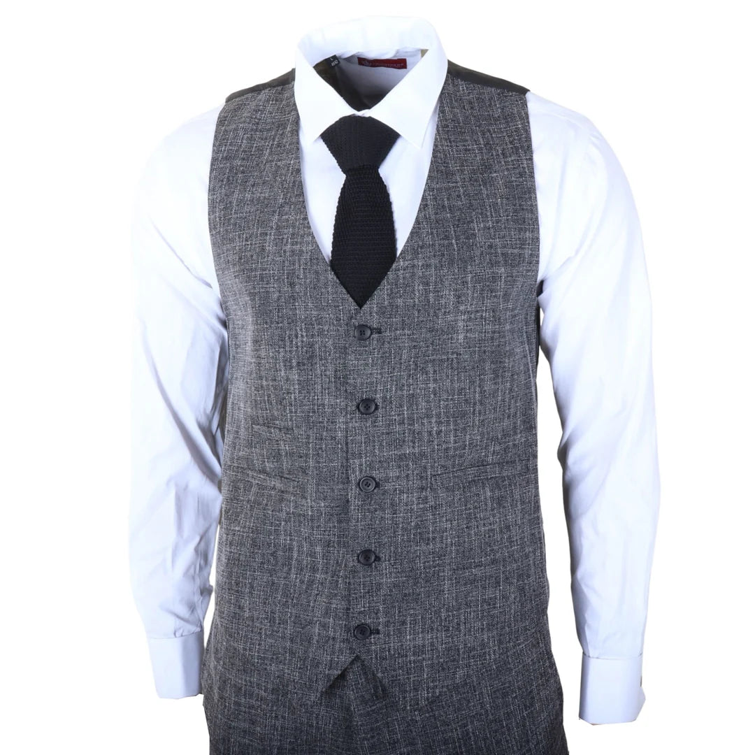 IM33 - Traje de hombre negro de 3 piezas a medida
