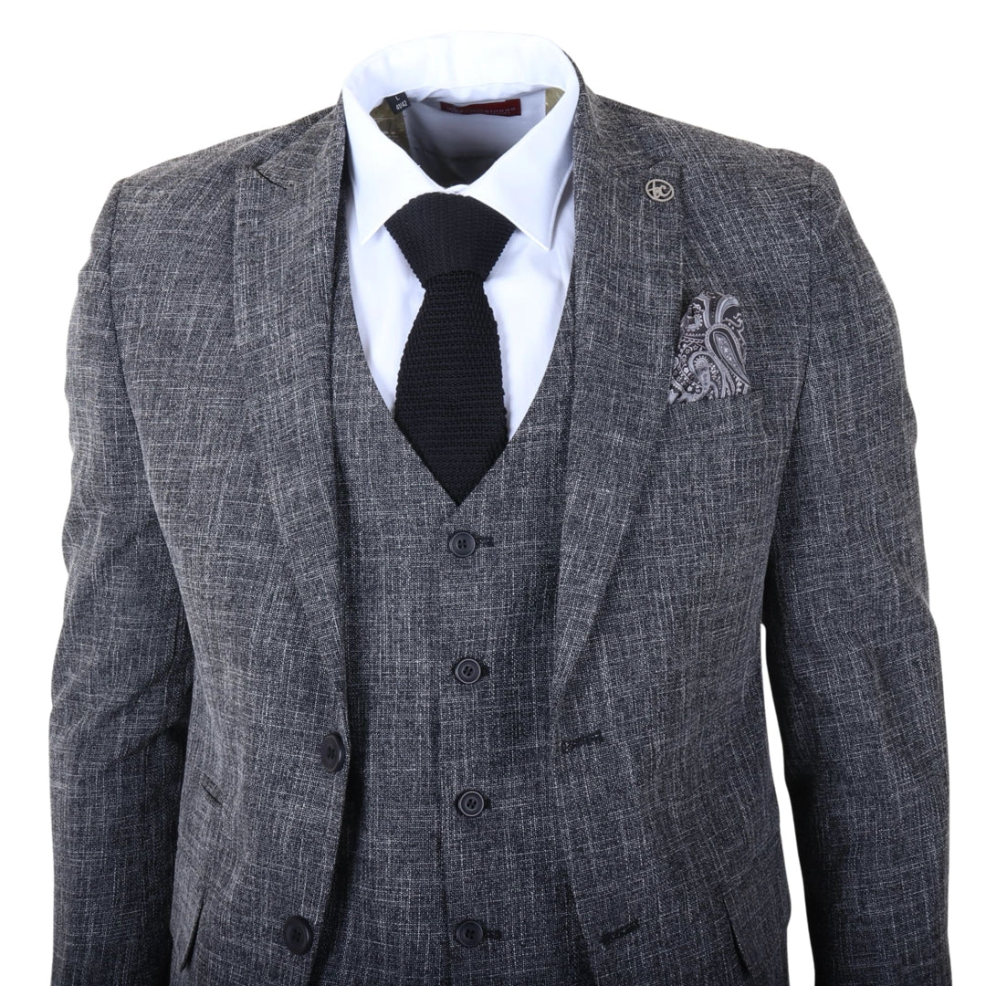 IM33 - Traje de hombre negro de 3 piezas a medida