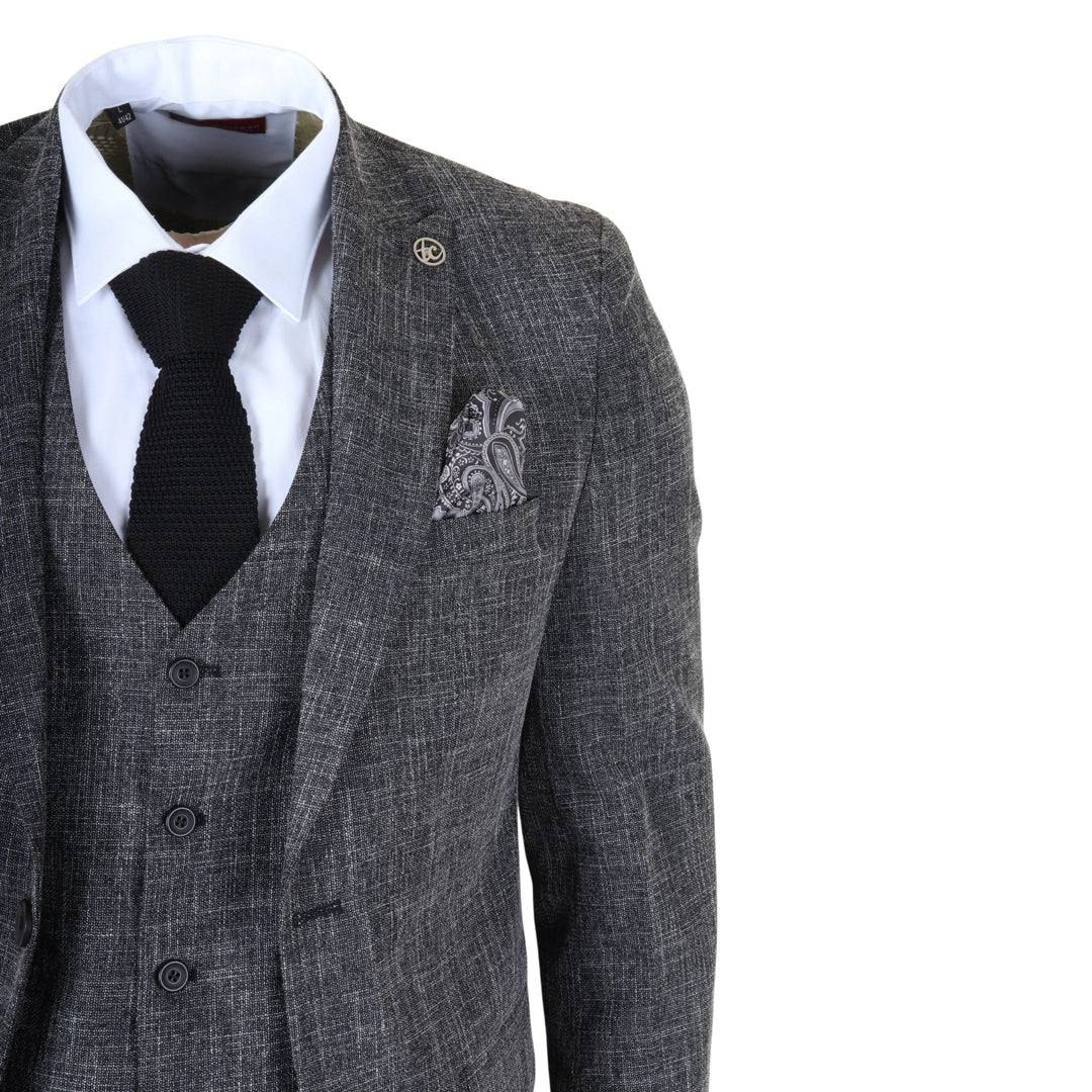 IM33 - Traje de hombre negro de 3 piezas a medida