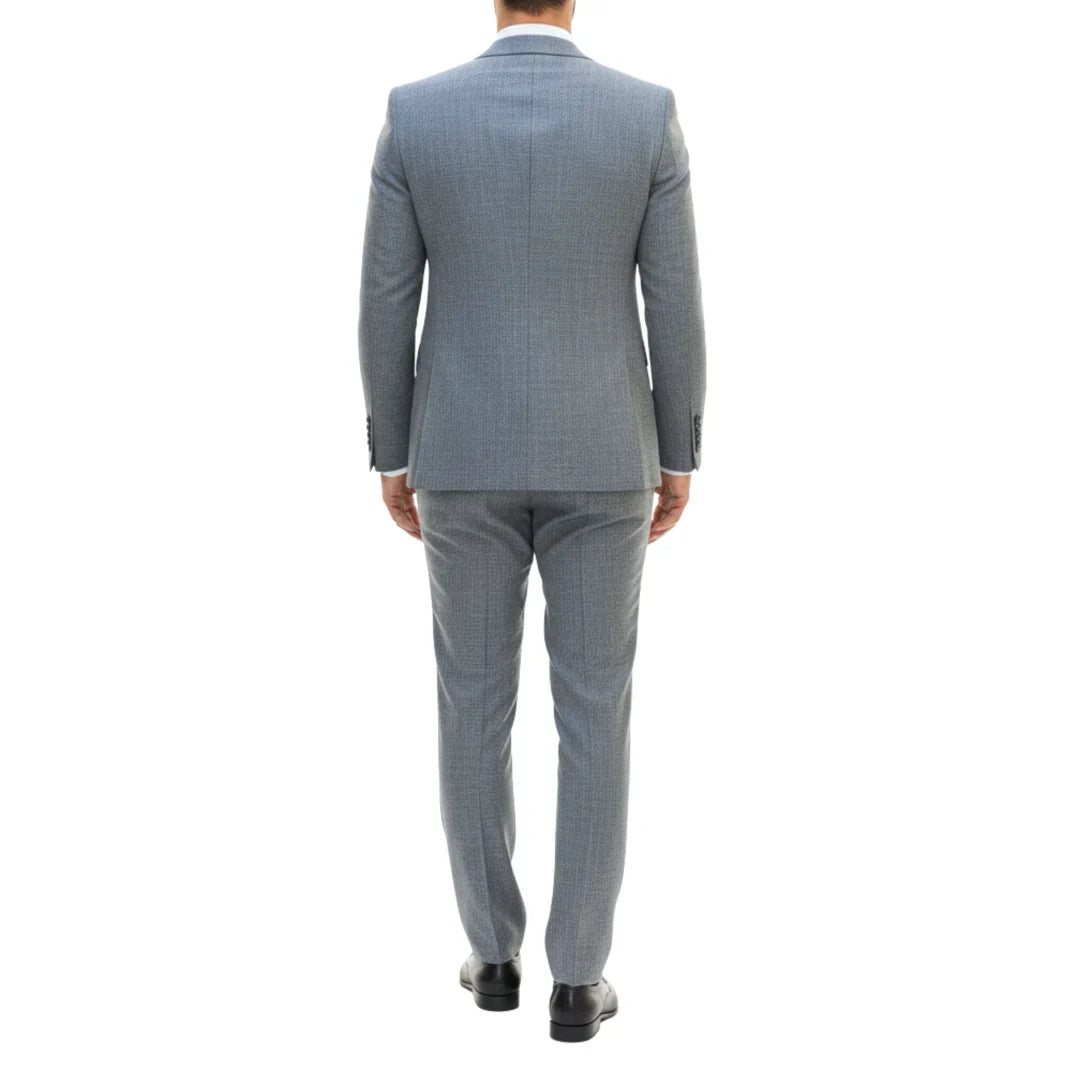Traje de hombre de 3 piezas azul de corte sastre