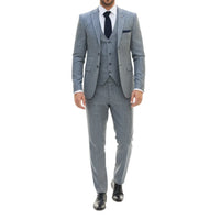 Traje de hombre de 3 piezas azul de corte sastre