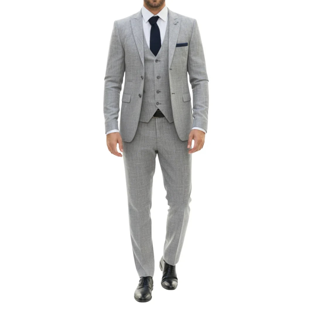IM33 - Traje de hombre de 3 piezas gris de corte sastre