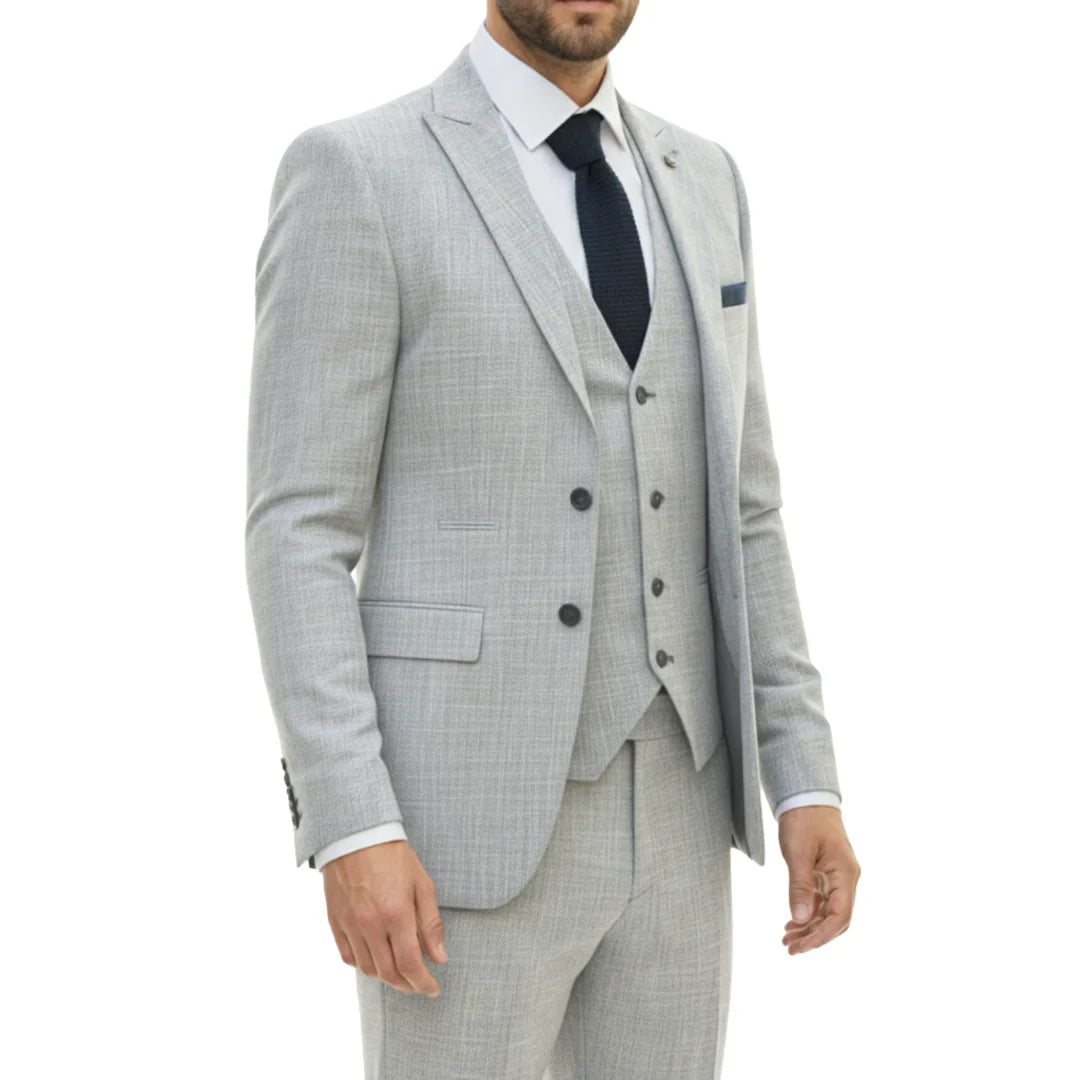IM33 - Traje de hombre de 3 piezas gris de corte sastre