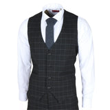 Traje de tres piezas IM3 para hombre, negro, a cuadros, de corte entallado.