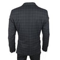Traje de tres piezas IM3 para hombre, negro, a cuadros, de corte entallado.