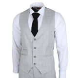 Traje de tres piezas IM3 para hombre, gris a cuadros, corte entallado.