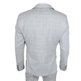 Traje de tres piezas IM3 para hombre, gris a cuadros, corte entallado.
