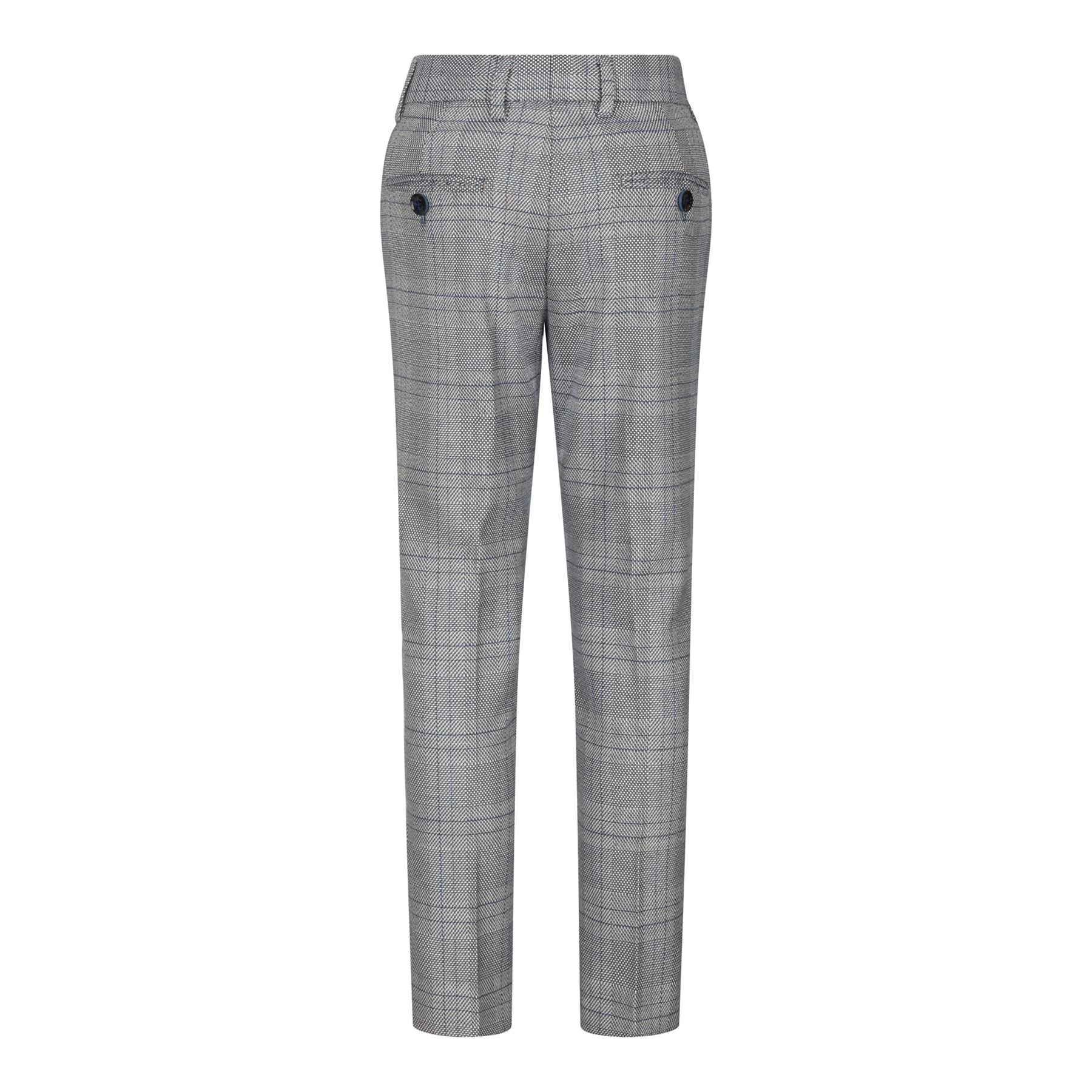 Traje de 3 piezas para niño Marc Darcy, gris, Príncipe de Gales, cuadros azules, estilo vintage retro.