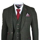 Traje de tres piezas de tweed verde de corte ajustado para hombre Joshua