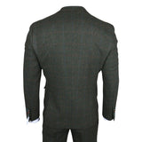 Traje de tres piezas de tweed verde de corte ajustado para hombre Joshua