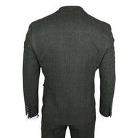 Traje de tres piezas de tweed verde de corte ajustado para hombre Joshua