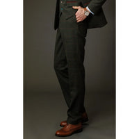 Joshua - Pantalones de tweed verde a cuadros para hombre