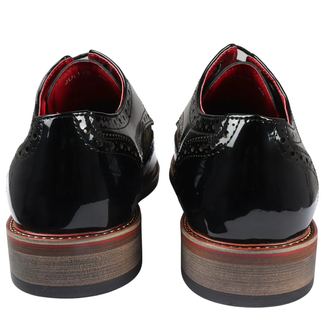 Julius - Zapatos brogue de charol con estampado de mariposas para hombre