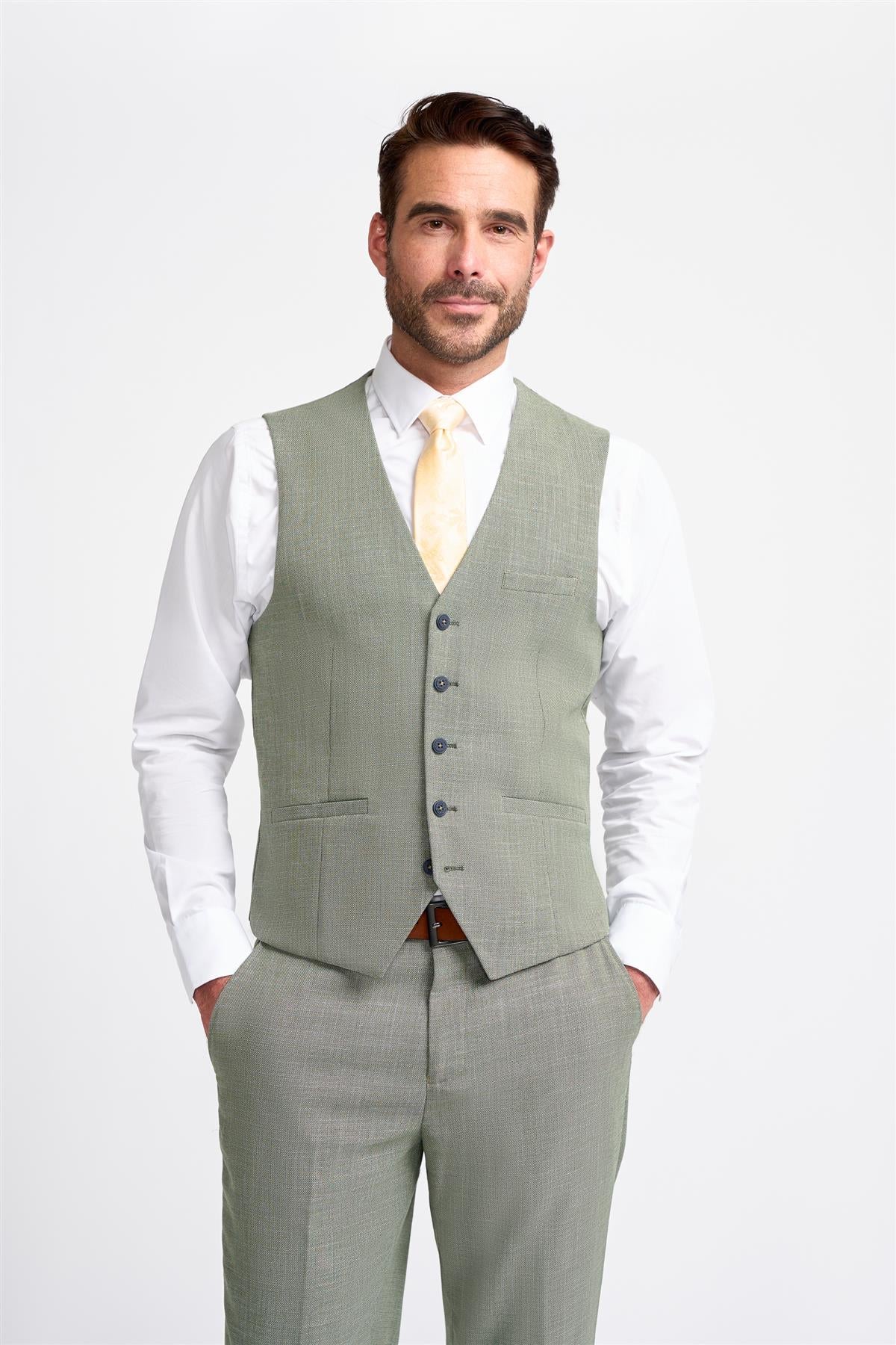 Miami - Chaleco de verano verde salvia para hombre