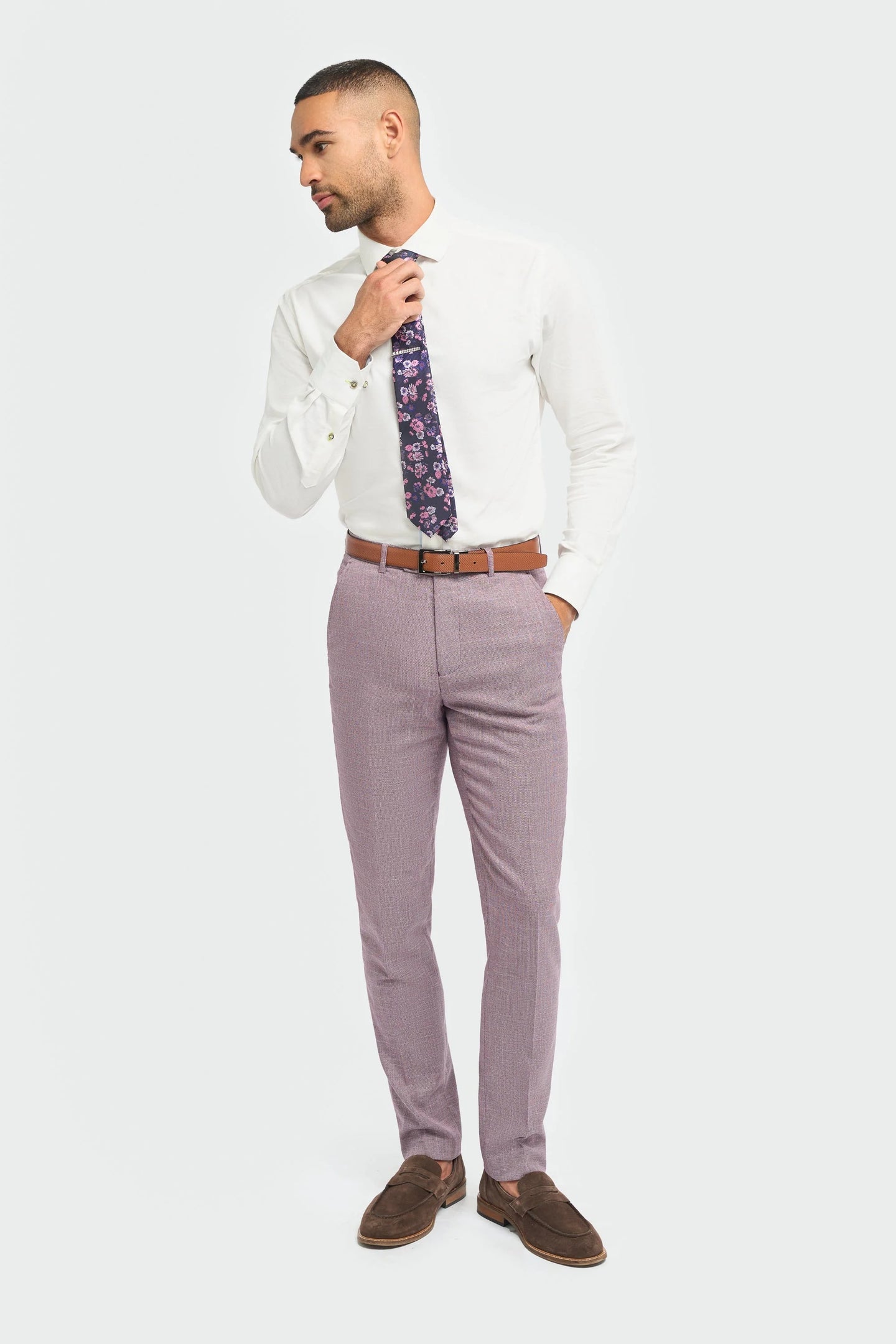 Miami - Pantalones de verano rosas con estampado de trama cruzada para hombre