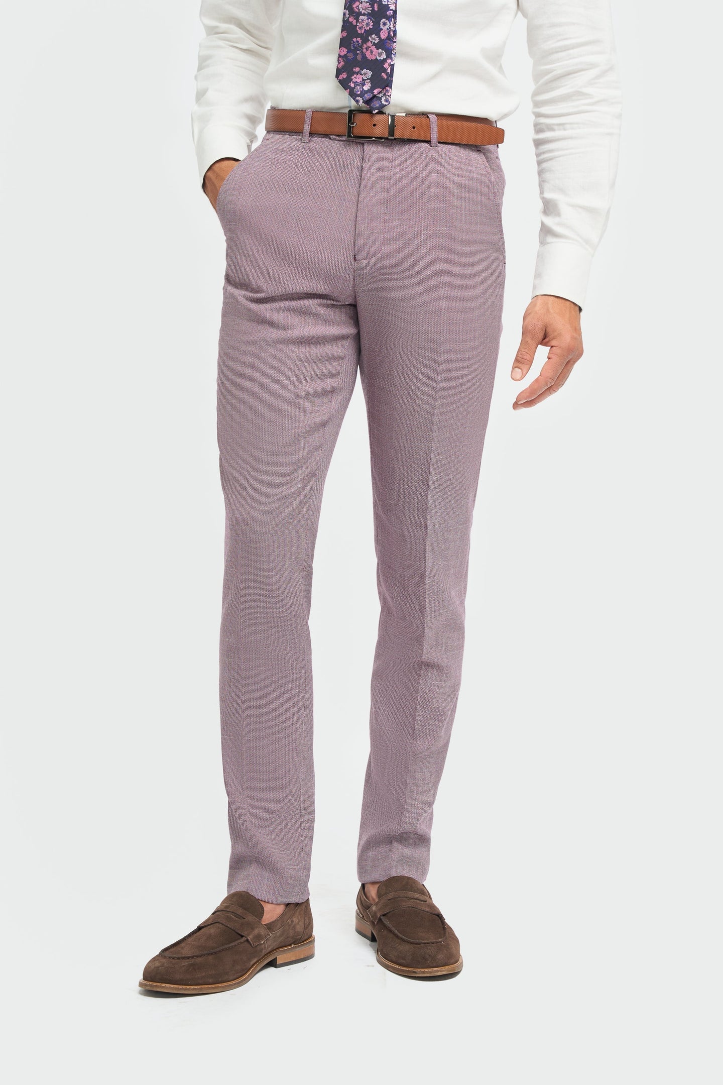 Miami - Pantalones de verano rosas con estampado de trama cruzada para hombre