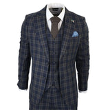 MT22Z0720 - Traje de tres piezas a cuadros azul marino para hombre