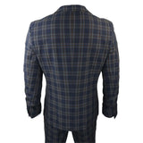 MT22Z0720 - Traje de tres piezas a cuadros azul marino para hombre