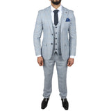 Traje de tres piezas de tweed a cuadros azul claro para hombre de Mark, corte entallado.